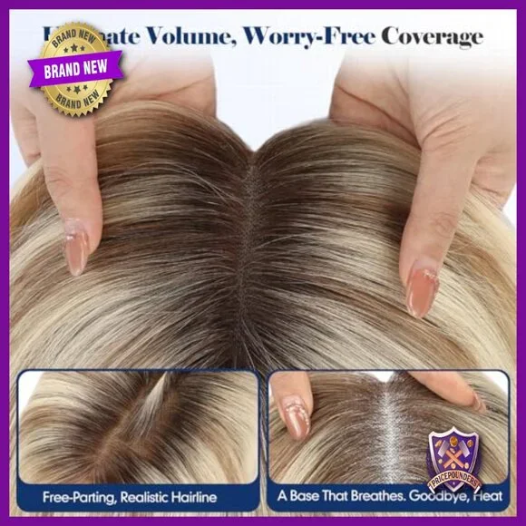 Large Base Human Hair Topper 6x5 Inch 60g For Thinning Hair Daily Wear
